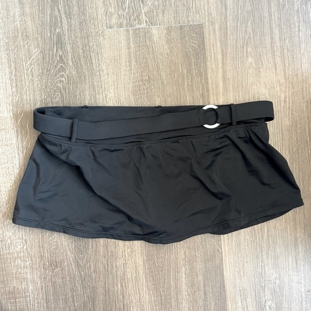 Y2K Nike Swim Micro Mini Skirt Belt Center Back Logo Black Womens Size 14